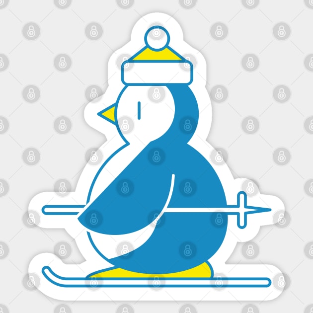 Little Blue Penguin Skiing Sticker by wombatbiscuits